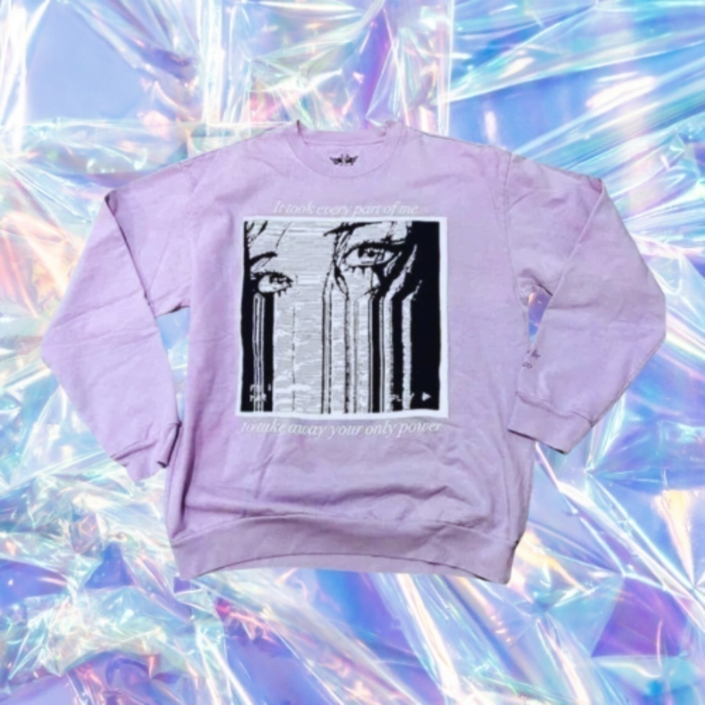 Boys Lie My Attention Lavender Grey Graphic Crewneck Sweatshirt